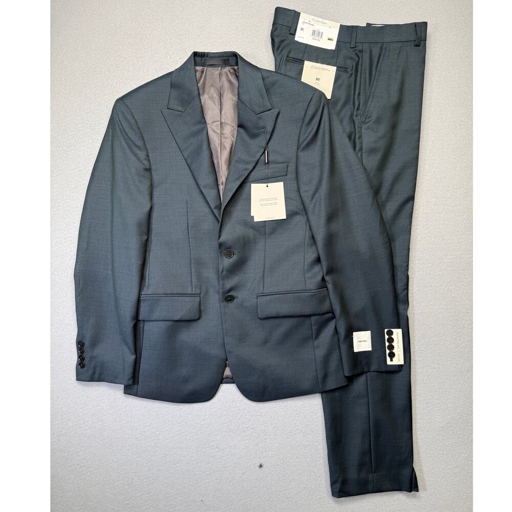 Calvin Klein Men's Slim Fit Wool Blend Suit green 36S 30x30 $650